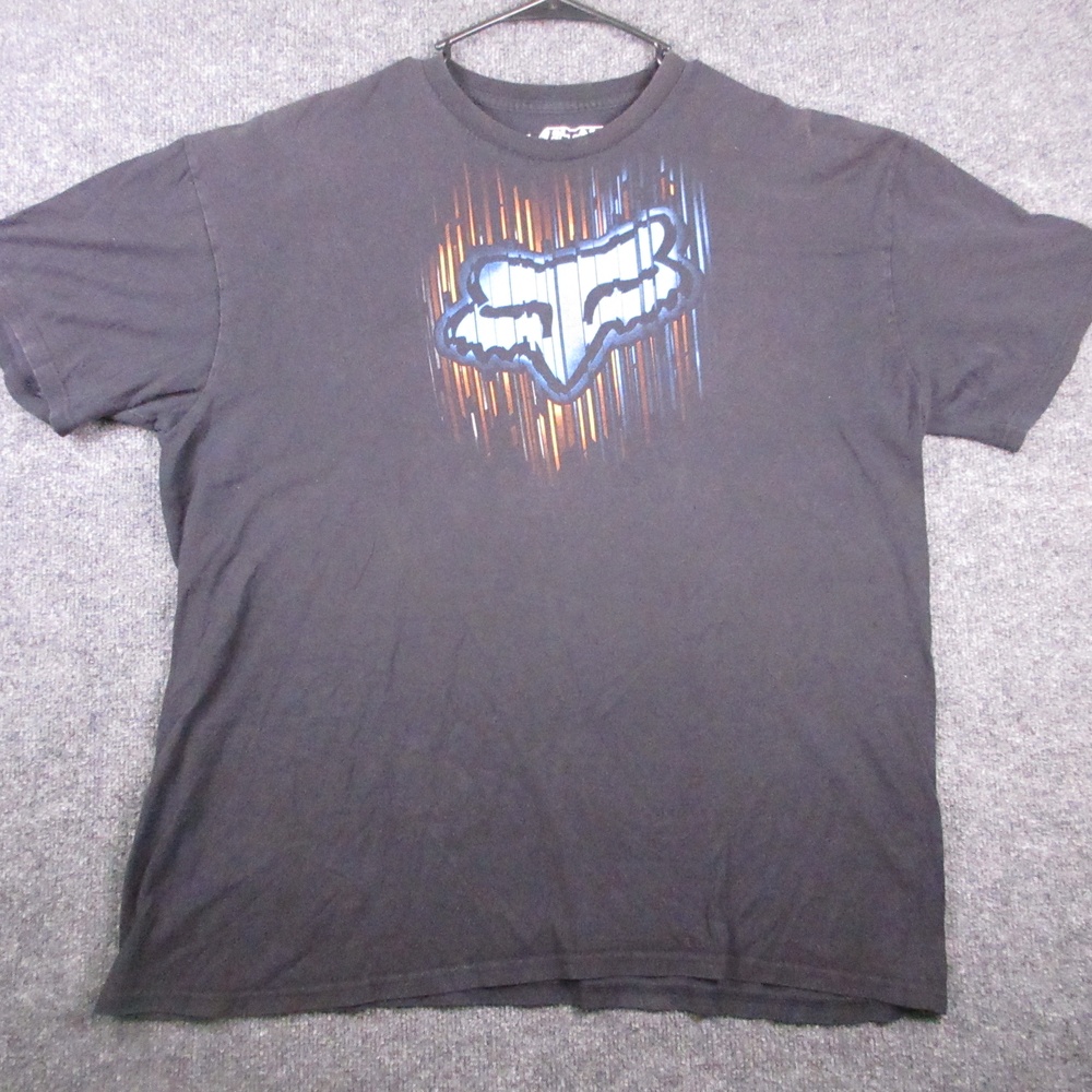 Y2K Fox Racing Shirt Mens 2XL Black Logo Graphic T Shirt Tee Motocross MX